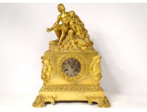 Gilded bronze pendulum characters man child Napoleon III clock XIXth