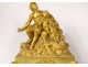 Gilded bronze pendulum characters man child Napoleon III clock XIXth