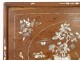 Mother of pearl wood tray maqueterie landscape temple characters flower Vietnam XIXth