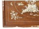 Mother of pearl wood tray maqueterie landscape temple characters flower Vietnam XIXth