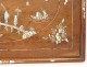 Mother of pearl wood tray maqueterie landscape temple characters flower Vietnam XIXth