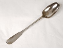 Sterling silver stewing spoon Farmers General Morlaix Le Goff XVIIIth
