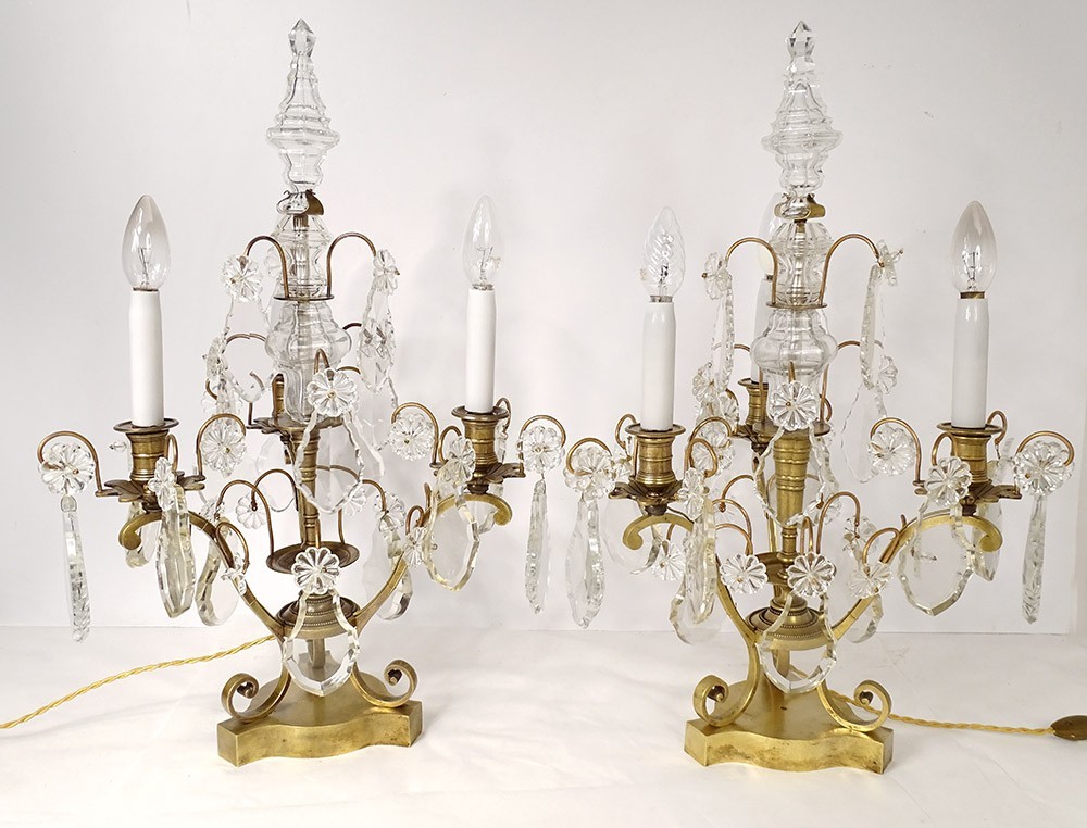 Ancien lustre à pampilles en bronze , lustre cage, 6 feux , début du XX eme | mon futur antérieur
