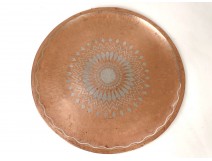 Decorative dish Claudius Linossier brassware copper silver 40cm Art Deco twentieth
