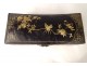 China smoking box pillow lacquered leather gilding birds flowers early twentieth