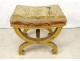 Stool curule gilded wood tapestry characters Napoleon III nineteenth century