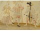Stool curule gilded wood tapestry characters Napoleon III nineteenth century