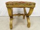 Stool curule gilded wood tapestry characters Napoleon III nineteenth century