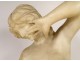 Large alabaster sculpture nude woman nymph Venus flowers Art Nouveau XIXth