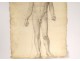 Naked man academy study pencil drawing signed Romieu XIXth century