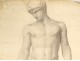 Naked man academy study pencil drawing signed Romieu XIXth century