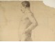 Naked man academy study pencil drawing signed Romieu XIXth century