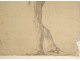 Naked man academy study pencil drawing signed Romieu XIXth century