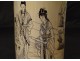 Bitong China ivory brush pot women landscape signed nineteenth poem