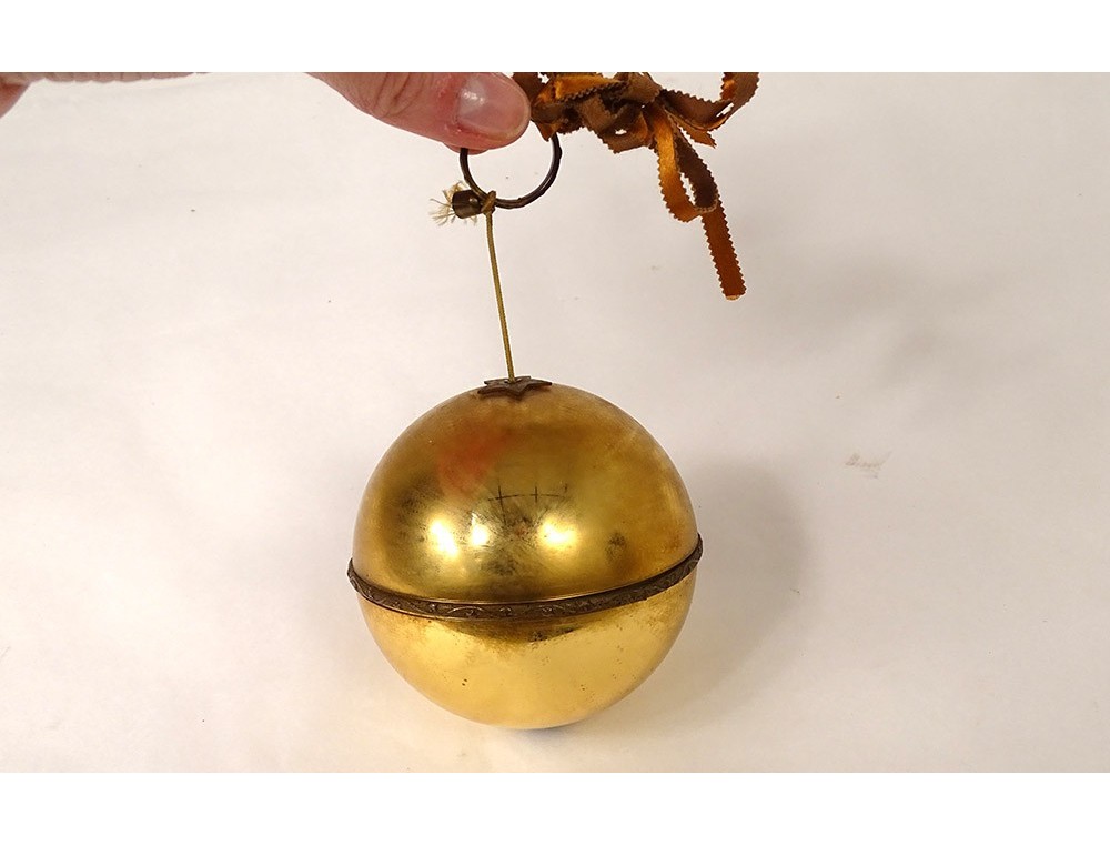 Ancienne boule en verre soufflé églomisé mercurisé Boule d'escalier extincteur
