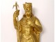 Golden wood sculpture character king Charlemagne cantoral baton dove nineteenth