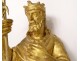 Golden wood sculpture character king Charlemagne cantoral baton dove nineteenth
