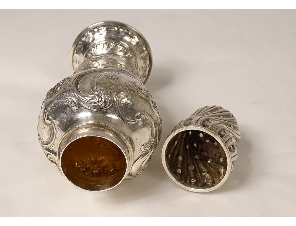 Grande Saupoudreuse En Argent Massif Minerve 1er Titre - XIXème, Bol Antique Français