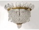 Gilt bronze basket chandelier Baccarat crystal garlands pearls flowers nineteenth