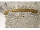 Gilt bronze basket chandelier Baccarat crystal garlands pearls flowers nineteenth