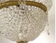 Gilt bronze basket chandelier Baccarat crystal garlands pearls flowers nineteenth