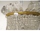 Gilt bronze basket chandelier Baccarat crystal garlands pearls flowers nineteenth