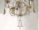 Chandelier 6 lights gilded bronze cut crystal pendants garlands nineteenth century