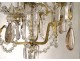 Chandelier 6 lights gilded bronze cut crystal pendants garlands nineteenth century