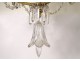 Chandelier 6 lights gilded bronze cut crystal pendants garlands nineteenth century