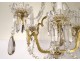 Chandelier 6 lights gilded bronze cut crystal pendants garlands nineteenth century