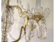 Chandelier 6 lights gilded bronze cut crystal pendants garlands nineteenth century