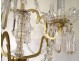 Chandelier 6 lights gilded bronze cut crystal pendants garlands nineteenth century