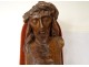 Large Christ crucifix statue in carved wood 82cm early 17th century