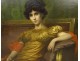 Large HST painting portrait woman Empire G. Meyer golden frame 138x121cm nineteenth