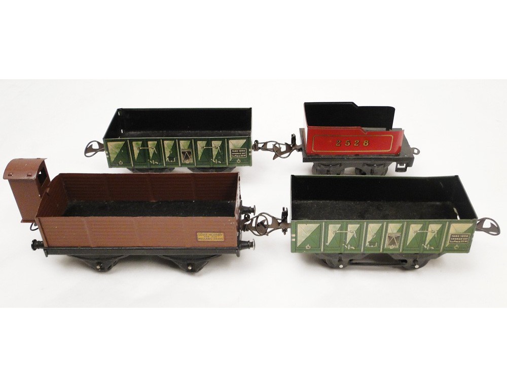 Lot Train Échelle 0 Hornby Anglais - Loco Vapeur Mécanique + Wagons Voyageurs