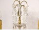 Pair of girandoles 2 lights with cut crystal pendants gilded bronze XIXth century