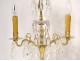 Pair of girandoles 2 lights with cut crystal pendants gilded bronze XIXth century