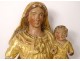 Virgin and Child Jesus carved gilded polychrome statue 18th century