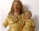 Virgin and Child Jesus carved gilded polychrome statue 18th century