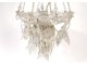 Chandelier 2 crystal lights signed Baccarat gruilandes 19th century tulip pearls