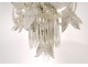 Chandelier 2 crystal lights signed Baccarat gruilandes 19th century tulip pearls