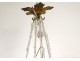 Chandelier 2 crystal lights signed Baccarat gruilandes 19th century tulip pearls