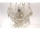 Chandelier 2 crystal lights signed Baccarat gruilandes 19th century tulip pearls