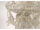 Chandelier 2 crystal lights signed Baccarat gruilandes 19th century tulip pearls
