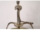 Hot water bottle lamp 3 lights silvered bronze lampshade sheet metal nineteenth century