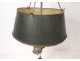 Hot water bottle lamp 3 lights silvered bronze lampshade sheet metal nineteenth century