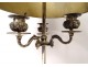 Hot water bottle lamp 3 lights silvered bronze lampshade sheet metal nineteenth century