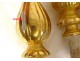 4 curtain tiebacks elements decorations gilded wood spinning top nineteenth century