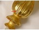 4 curtain tiebacks elements decorations gilded wood spinning top nineteenth century