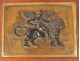 Bas-relief sculpture bronze plate Cupid lion quiver XIXth century